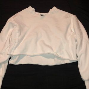 white cropped sweatshirt